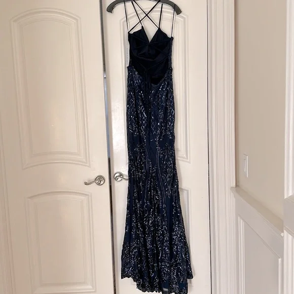 NWT Nina Canacci Prom Dress Navy Blue Size 6-Juniors - Picture 3 of 14